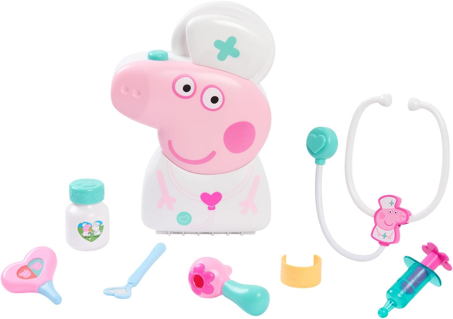 Peppa Pig Checkup Case Set with Carry Handle, 8-Piece Doctor Kit for Kids with Stethoscope, Kids Toys for Ages 3 Up by Just Play 24Hr Smart